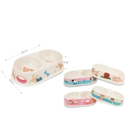 Caini - Castron dublu din melamina Petro 26 x 14 x 5 cm