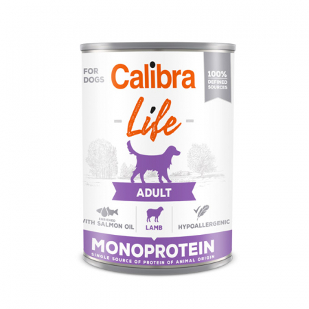 Caine Adult - Conserva pentru caini Calibra Dog Life Adult cu miel 400 gr