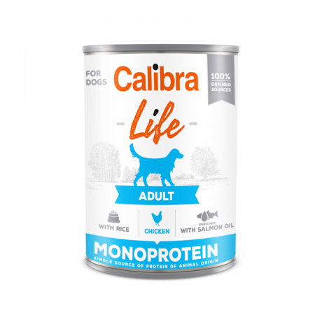 Caine Adult - Conserva pentru caini Calibra Dog Life Adult cu pui & orez 400 gr