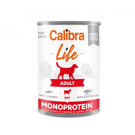 Caine Adult - Conserva pentru caini Calibra Dog Life Adult cu vita & morcovi 400 gr
