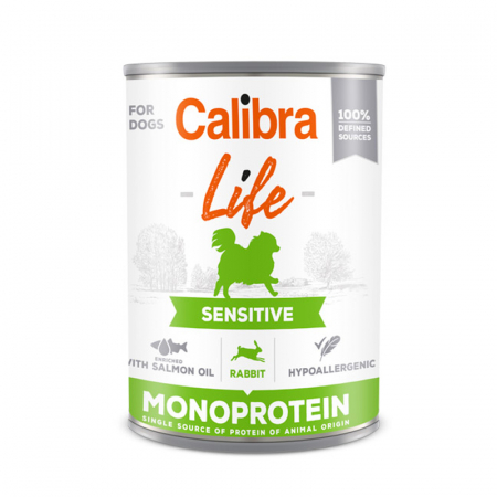 Caine Adult - Conserva pentru caini Calibra Dog Life Adult Sensitive cu iepure 400 gr