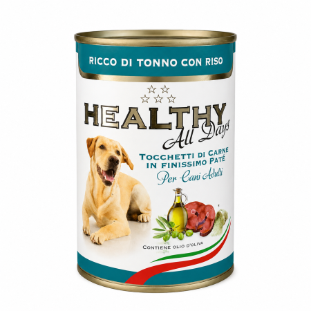 Caine Adult - Conserva pentru caini Healty All Days cu ton  & orez 400 gr