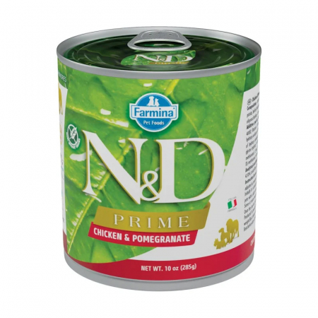 Caine Adult - Conserva pentru caini N&d Prime Adult cu pui & rodie 285 gr