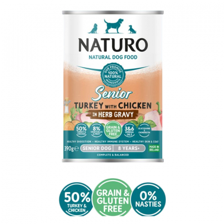 Caine Adult - Conserva pentru caini Naturo Senior cu curcan & pui 390 gr