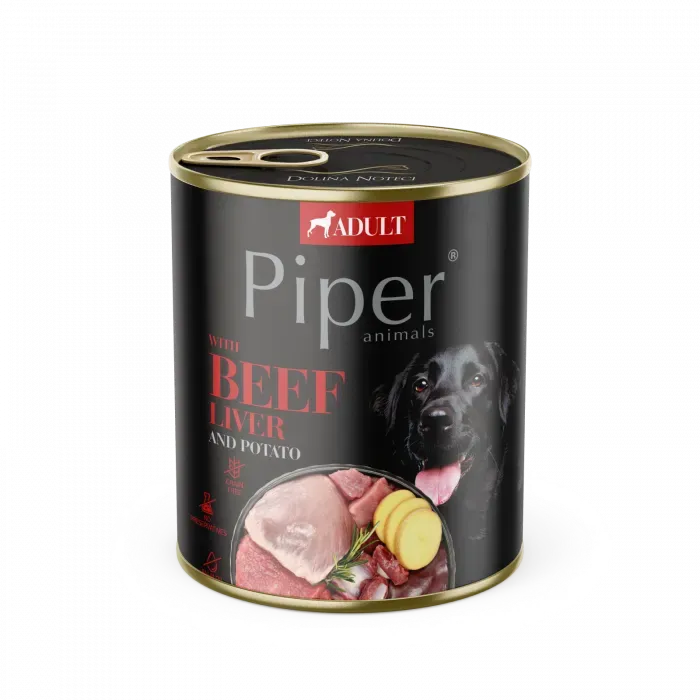 Caine Adult - Conserva pentru caini Piper Adult cu ficat de vita & cartof 800 gr