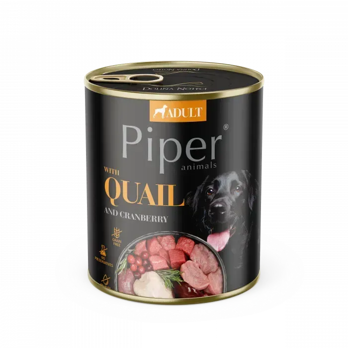 Caini - Conserva pentru caini Piper Adult cu prepelita & merisoare 800 gr