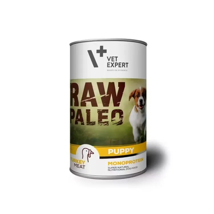 Caine Junior - Conserva pentru caini Raw Paleo Puppy cu curcan 400 gr