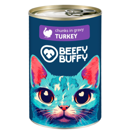 Pisici - Conserva pentru pisici Beefy Buffy cu curcan 415 gr