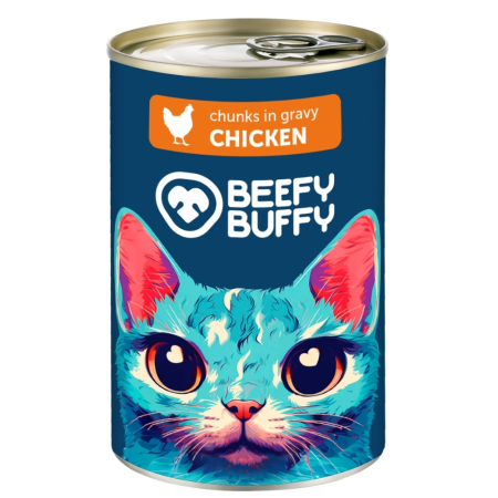 Pisica Adult - Conserva pentru pisici Beefy Buffy cu pasare 415 gr