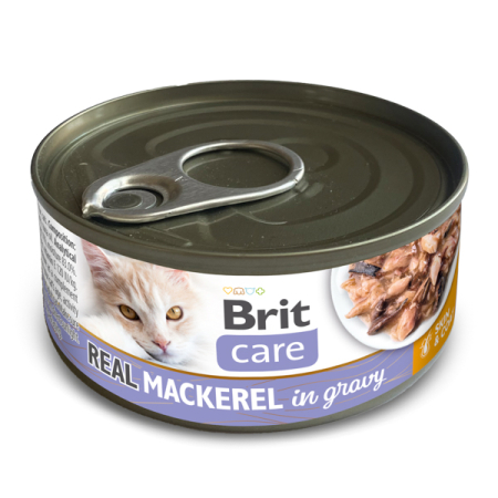 Pisici - Conserva pentru pisici Brit Care Real Mackerel in Gravy 80 gr