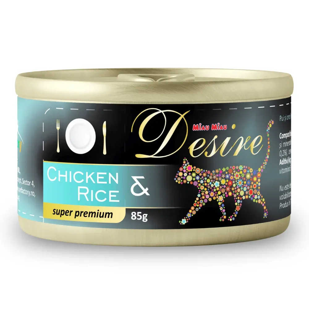 Pisica Adult - Conserva pentru pisici Desire cu pui file & orez in gelatina 85 gr
