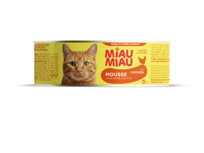 Noutati - Conserva pentru pisici Miau Miau Mousse cu pui 80 gr