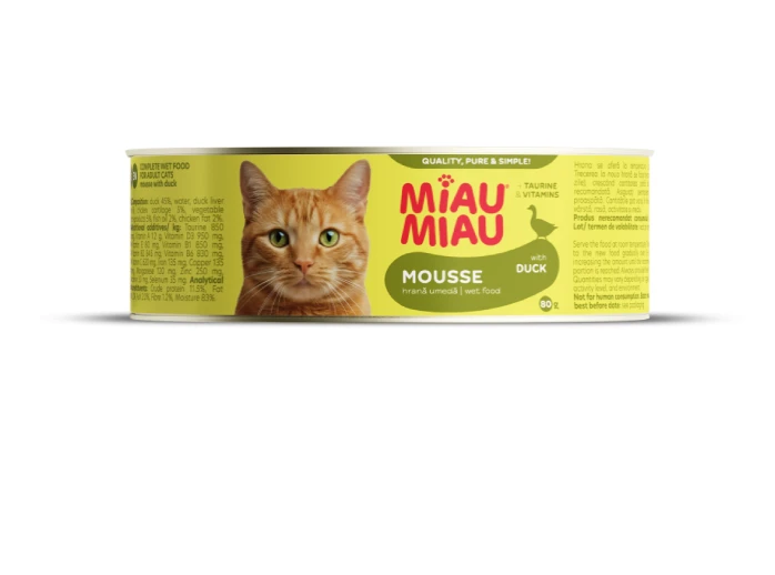 Noutati - Conserva pentru pisici Miau Miau Mousse cu rata 80 gr