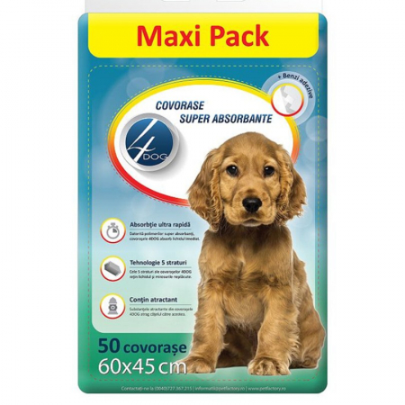 Caini - Covorase absorbante 4Dog 60x45 cm, 50 buc/pachet