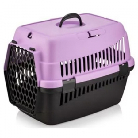 Accesorii caini - Cusca de transport 4Dog Deluxe violet cu negru 49 x 35 x 32,5 cm