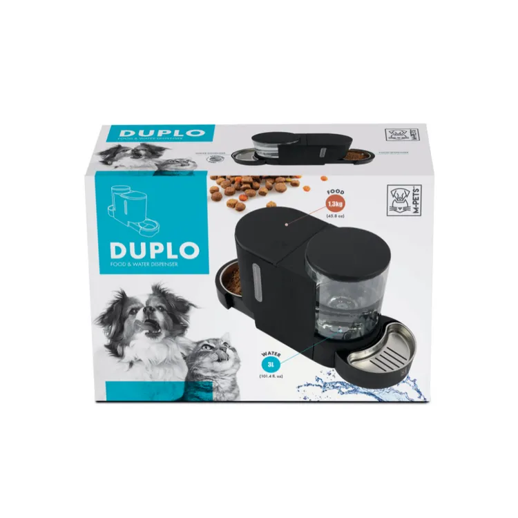 Castroane & boluri - Dozator de hrana & apa Duplo M-PETS 6 L / 2,65 kg
