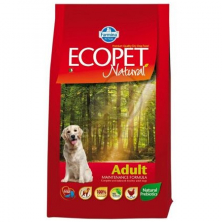 Caine Adult - Hrana uscata pentru caini Ecopet Natural Medium Adult cu pui 12 kg