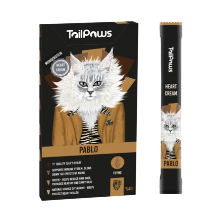Recompense pisici - Gustare pentru pisici Tail Paws Pablo Crema cu inimi de pasare 5 buc / pachet