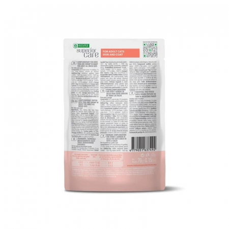Gustari pentru pisici N.P. Superior Care Skin & Coat cu ton & creveti 70 gr [1]