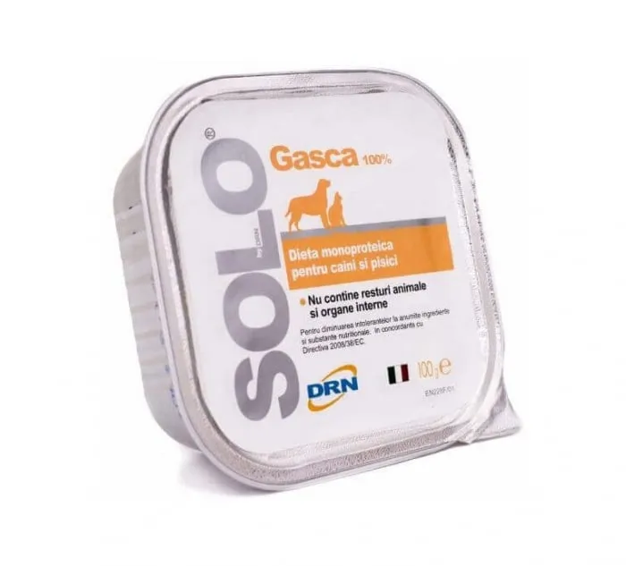 Hrana dietetica monoproteica pentru caini & pisici Solo cu gasca