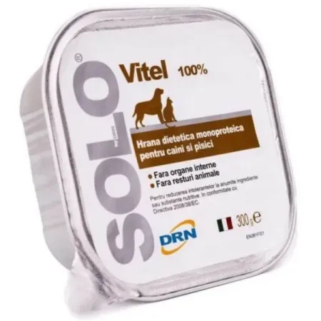 Hrana umeda - Hrana dietetica monoproteica pentru caini & pisici Solo cu vitel
