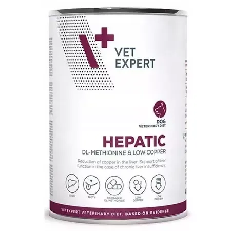 Diete Veterinare Caini - Conserva dietetica pentru caini 4T Hepatic VetExpert 400 gr