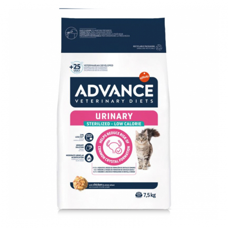 Hrana dietetica pentru pisici Advance Veterinary Diets Urinary Sterilized low calorie 7,5 kg
