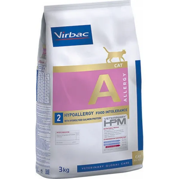 Hrana uscata - Hrana dietetica pentru pisici Virbac HPM Hypoallergy cu somon 3 kg