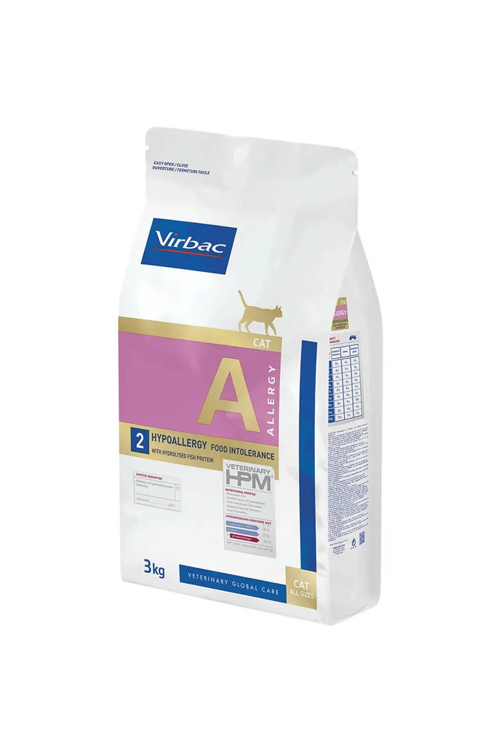 Hrana uscata - Hrana dietetica pentru pisici Virbac HPM Hypoallergy cu somon 3 kg