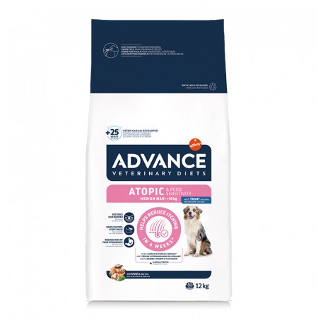 Hrana uscata - Hrana pentru caini Advance Veterinary Diets Atopic Derma Care cu pastrav 12 kg