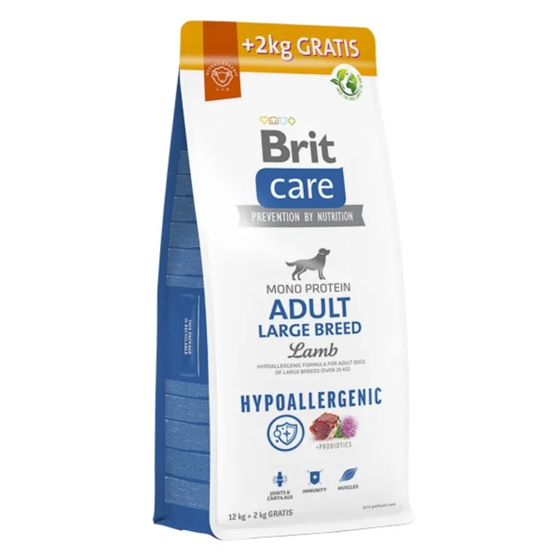 Hrana uscata caini - Hrana pentru caini Brit Care Hypoallergenic Adult Large Breed cu miel 12 kg + 2 kg GRATIS