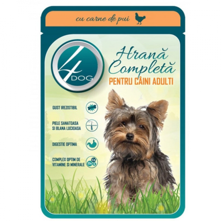 Caine Adult - Hrana umeda pentru caini 4Dog Mini Adult cu pui 100 gr