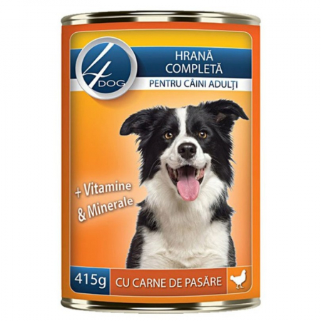 Caine Adult - Conserva pentru caini 4Dog cu pui 415 gr