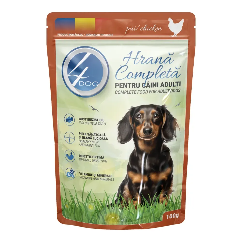 Caine Adult - Hrana umeda pentru caini 4Dog Mini Adult cu pui 100 gr