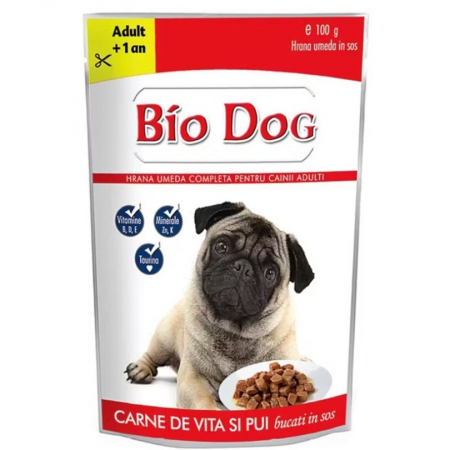 Caini - Hrana umeda pentru caini Biodog cu pui &  vita 100 gr
