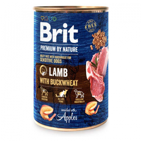 Caine Adult - Conserva pentru caini Brit Premium cu miel 400 gr