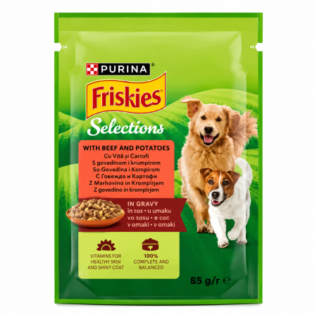 Caini - Hrana umeda pentru caini Friskies Adult cu vita & cartofi 85 gr