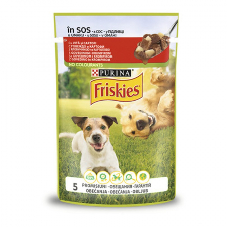 Caine Adult - Hrana umeda pentru caini Friskies cu vita si cartofi in sos 100 g