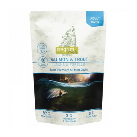 Caine Adult - Hrana umeda pentru caini Isegrim Adult River cu somon & pastrav 410 gr
