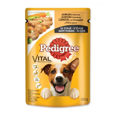 Caini - Hrana umeda pentru caini Pedigree Adult cu pui & legume 100 gr