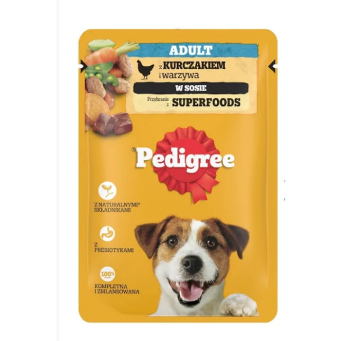 Hrana umeda caini - Hrana umeda pentru caini Pedigree Adult cu pui & legume 100 gr