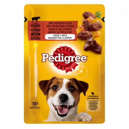 Caini - Hrana umeda pentru caini Pedigree Adult cu vita & ficat 100 gr