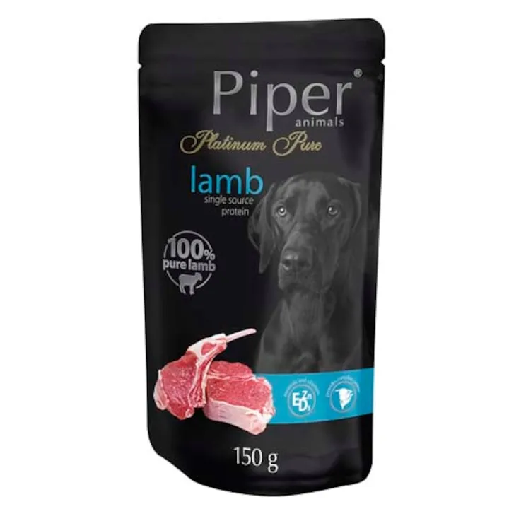 Hrana umeda caini - Hrana umeda pentru caini Piper Platinum Pure Adult cu miel 150 gr
