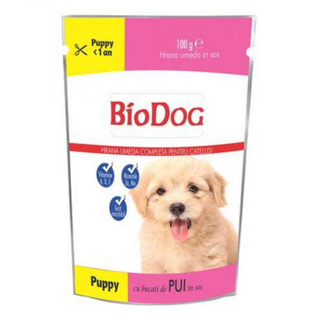 Caine Junior - Hrana umeda pentru catelusi Biodog Puppy cu pui in sos 100 gr