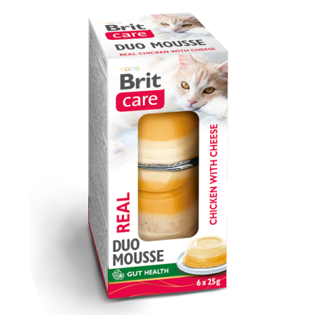 Pisica Adult - Hrana umeda pentru pisici Brit Care Double Layer Mousse Real Chicken & Cheese 6 x 25 gr