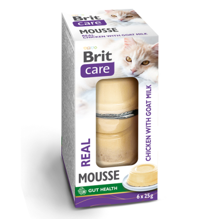 Pisica Adult - Hrana umeda pentru pisici Brit Care Mousse Real Chicken & Goat Milk 6 x 25 gr