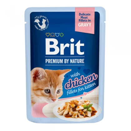 Noutati - Hrana umeda pentru pisici Brit Premium Delicate Kitten cu pui 85 gr