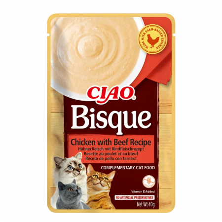 Pisica Adult - Hrana umeda pentru pisici Ciao Bisque cu pui & vita 40 gr