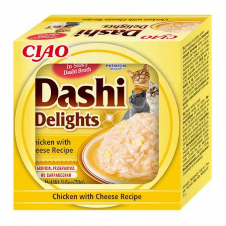 Hrana umeda pentru pisici Ciao Dashi Delights cu pui & branza 70 gr [0]