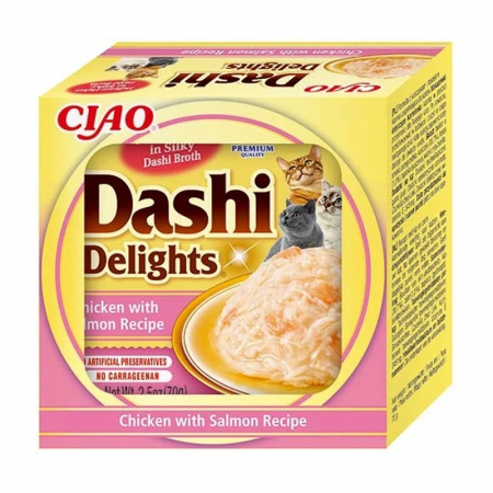 Hrana umeda pentru pisici Ciao Dashi Delights cu pui & somon 70 gr [0]